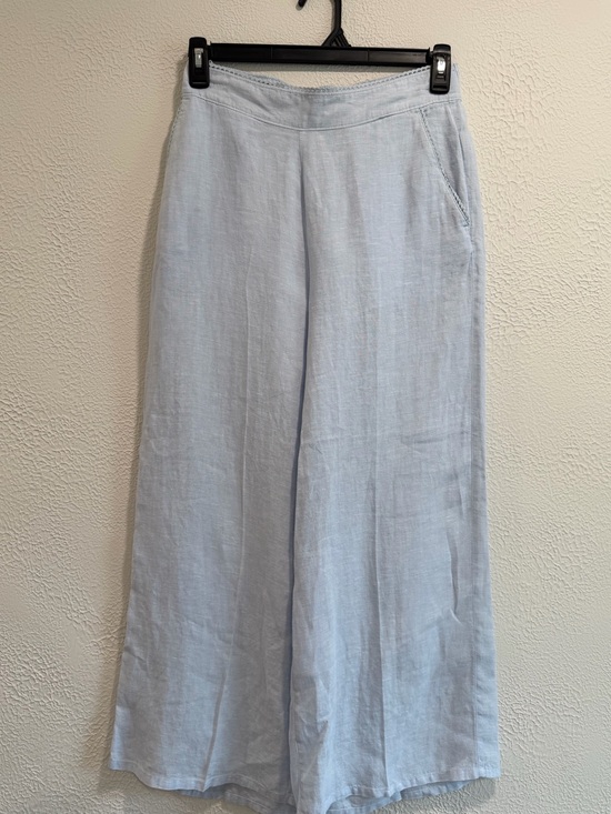 Laura Ashley Pants - Laura Ashley 100% Linen Light Blue Wide Leg Trousers High Waisted Size Medium